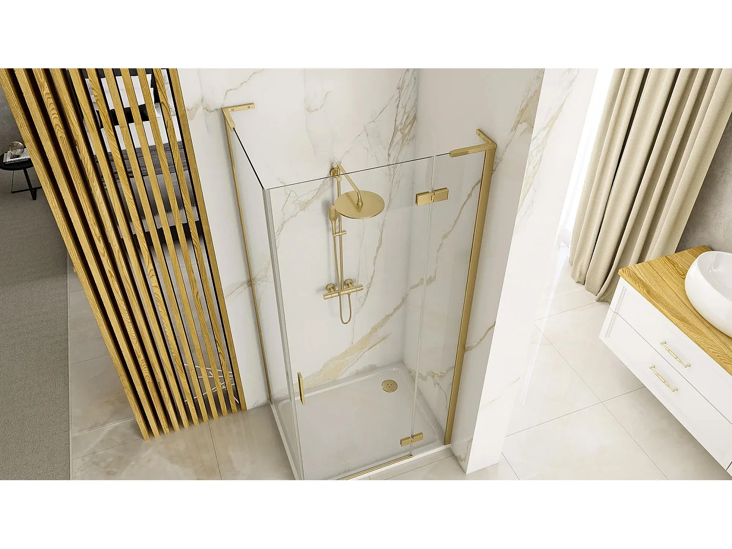 Cabina Doccia Rea Hugo 100X90 Brush Gold