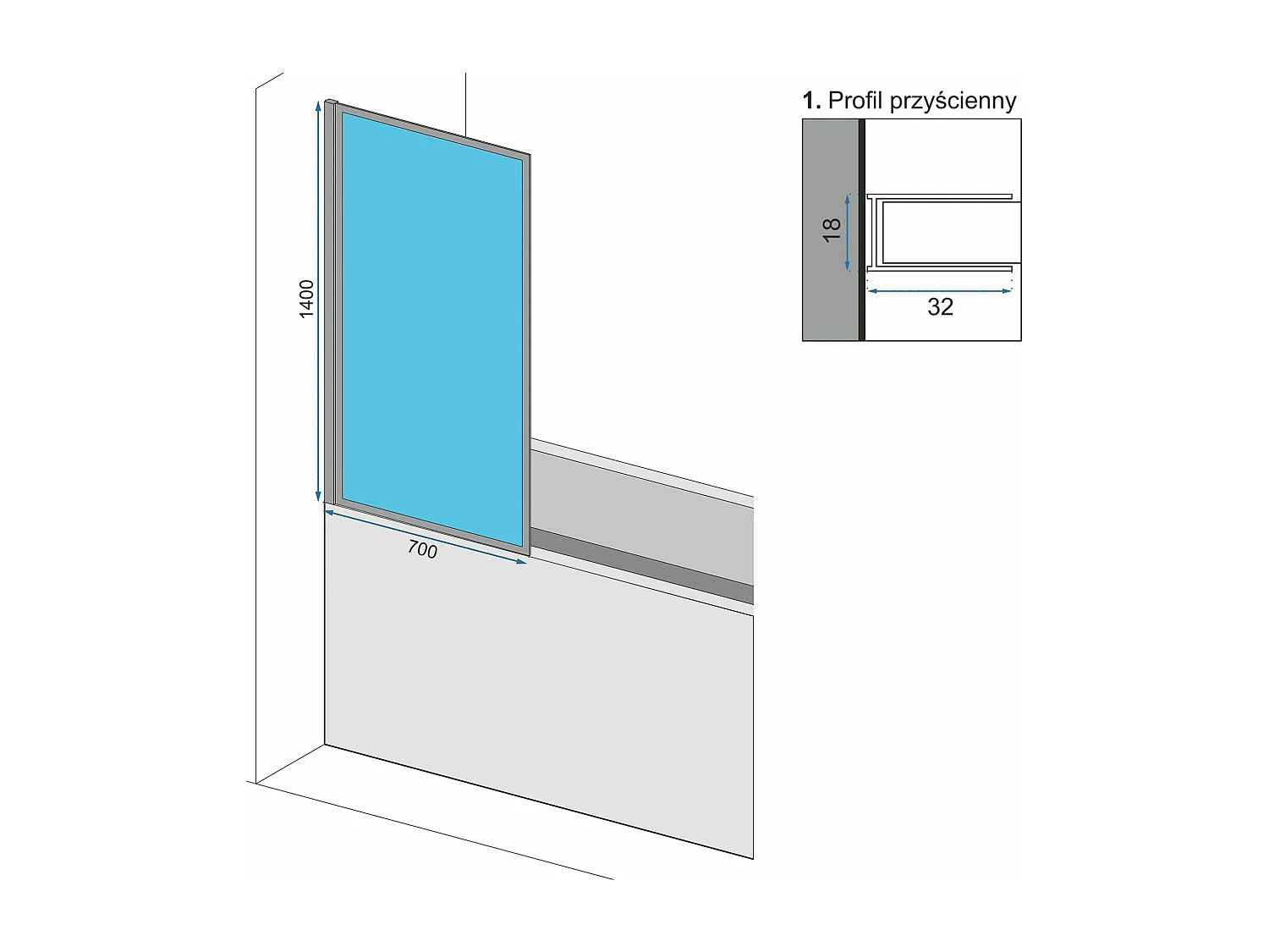 Pare-Baignoire Rea Lagos 70 Chrome