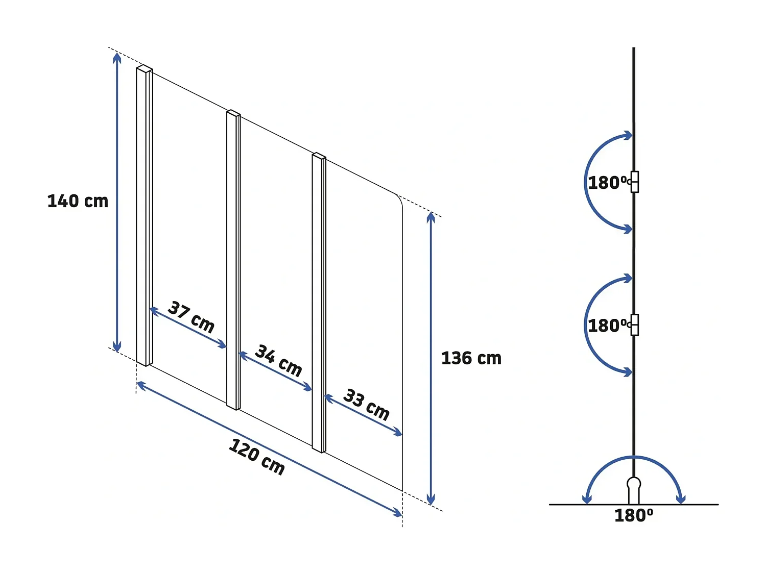 Pare-Baignoire Rea Agat 120 Brush Gold