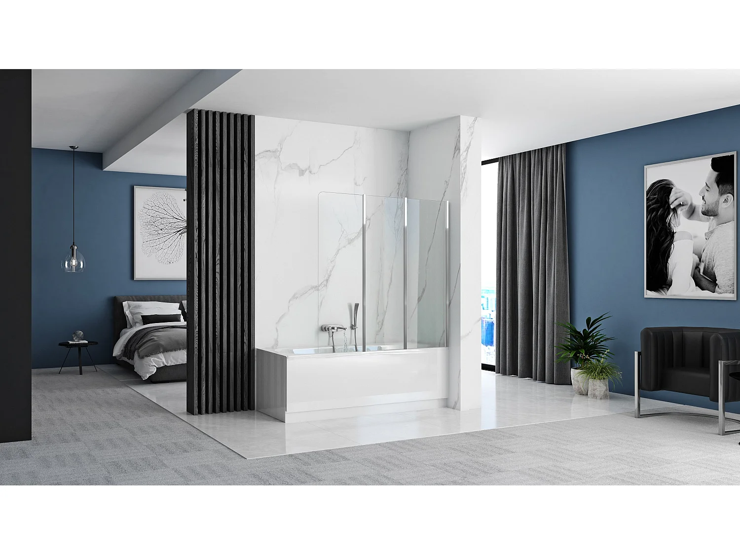 Badewanneaufsatz Rea Agat 120 Chrome