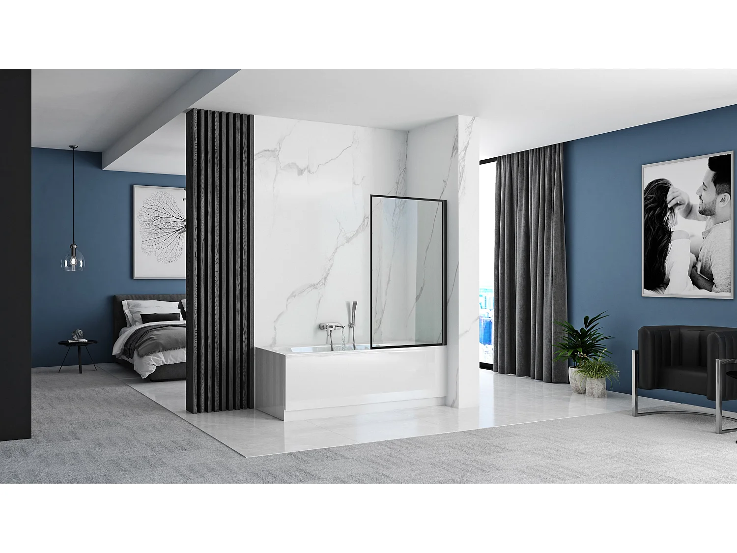 Pare-Baignoire Rea Lagos 80 Black