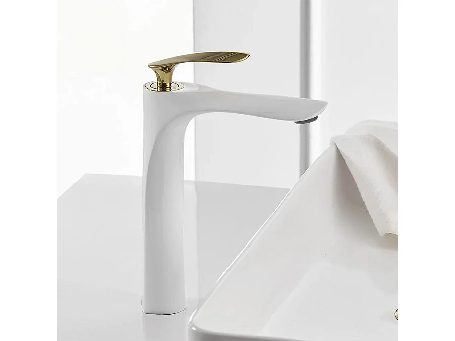 Robinet De Lavabo Rea Orbit High White/Gold