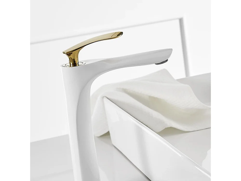 Robinet De Lavabo Rea Orbit High White/Gold