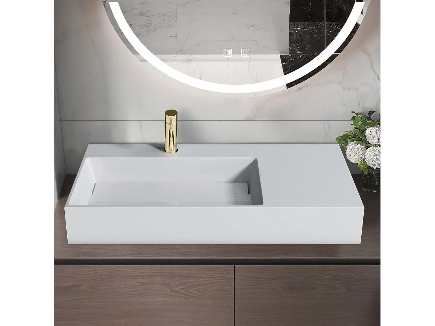 Conglomeraat Wastafel Rea Archi 75 White