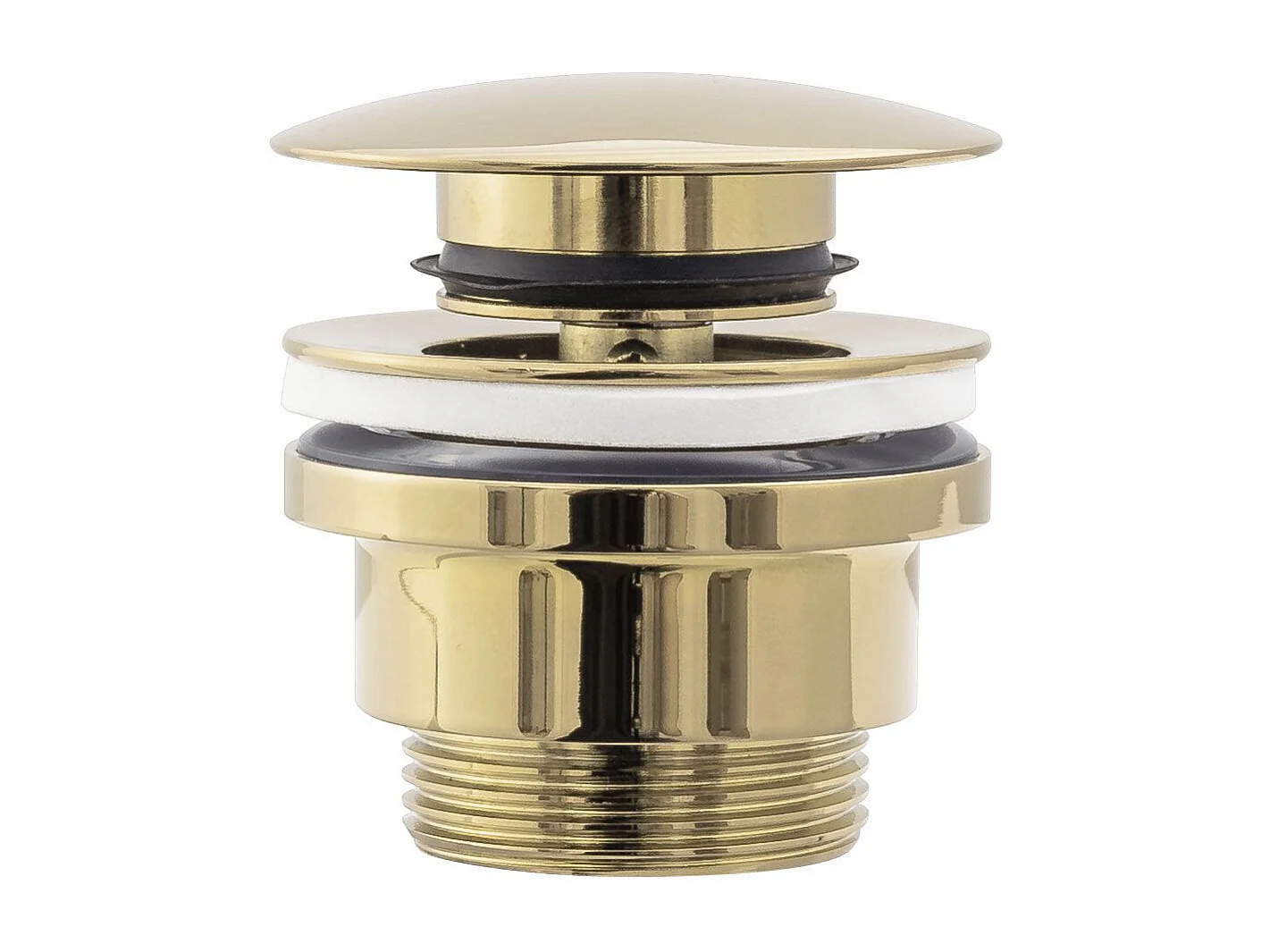 Set Lavabo Da Appoggio Rea Royal White + Rubinetto Da Bagno Lungo Gold High + Tappo Gold