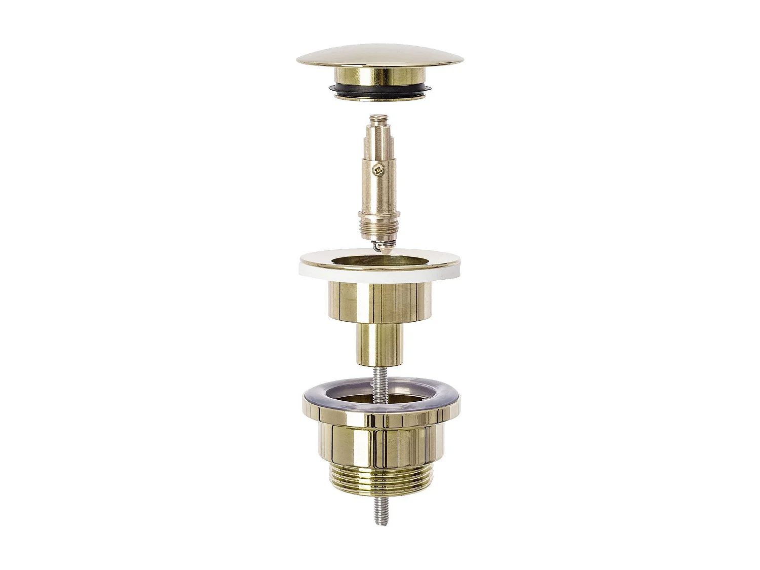 Set De Vasque À Poser Rea Royal White + Robinet De Lavabo Lungo Gold High + Bonde Gold