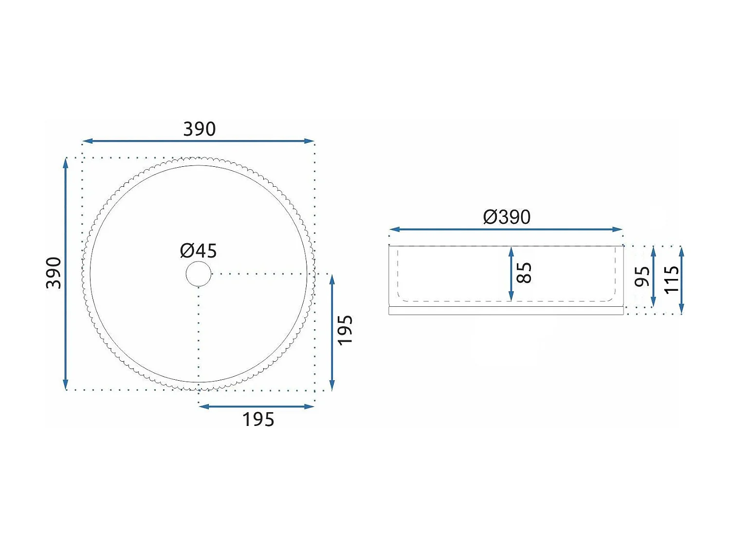 Lavabo Sobre Encimera Rea Cristal 39 White