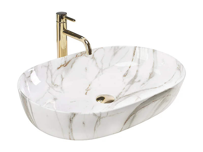 Lavabo Da Appoggio Rea Cleo 61 Shiny Aiax White