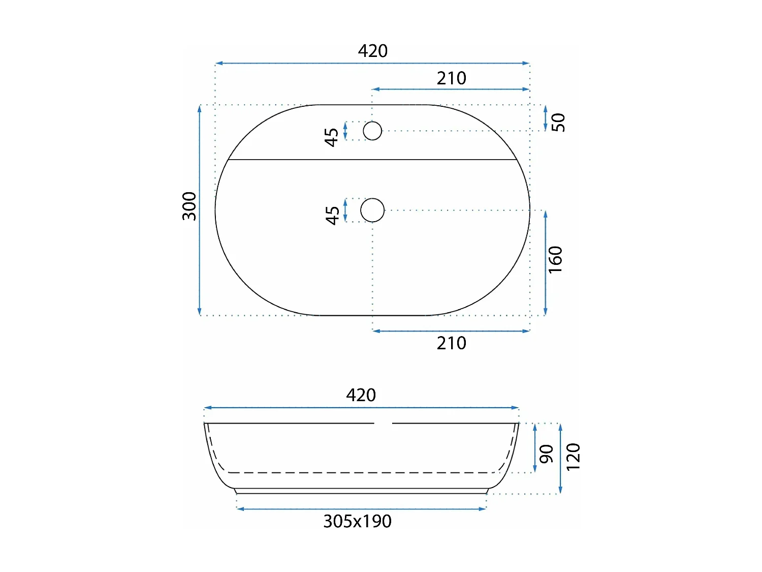 Vasque À Poser Rea Aura 42 White