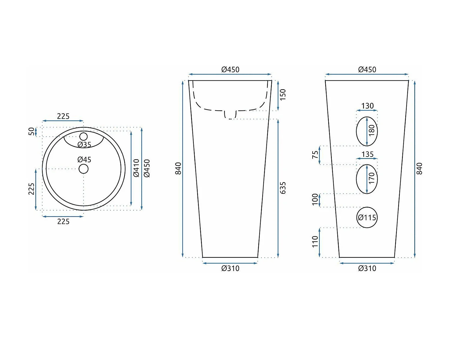 Vasque Autoportante Rea Anya Granit Matt Grey