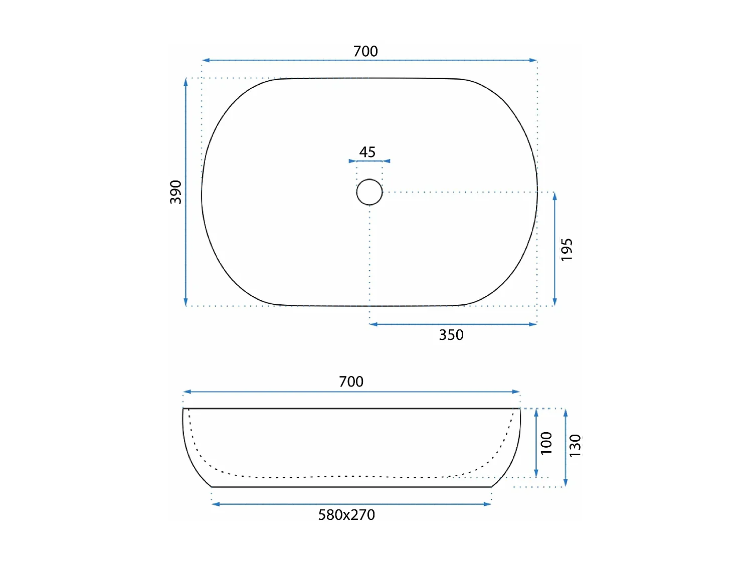 Lavabo Sobre Encimera Rea Cleo 71 White