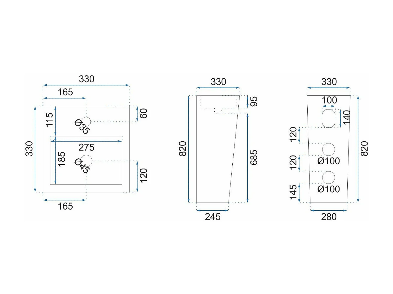 Lavatório Autônomo De Cerâmica Rea Kamila Black