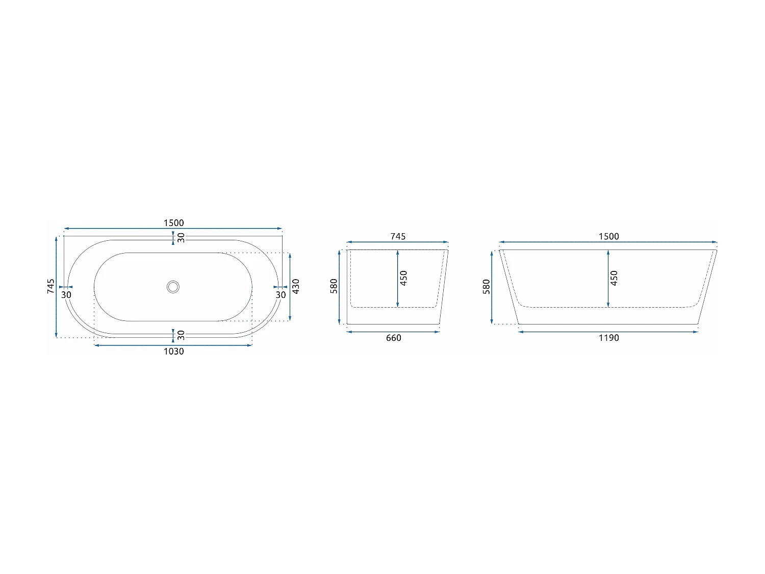 Bañera Rea Olimpia 150 White