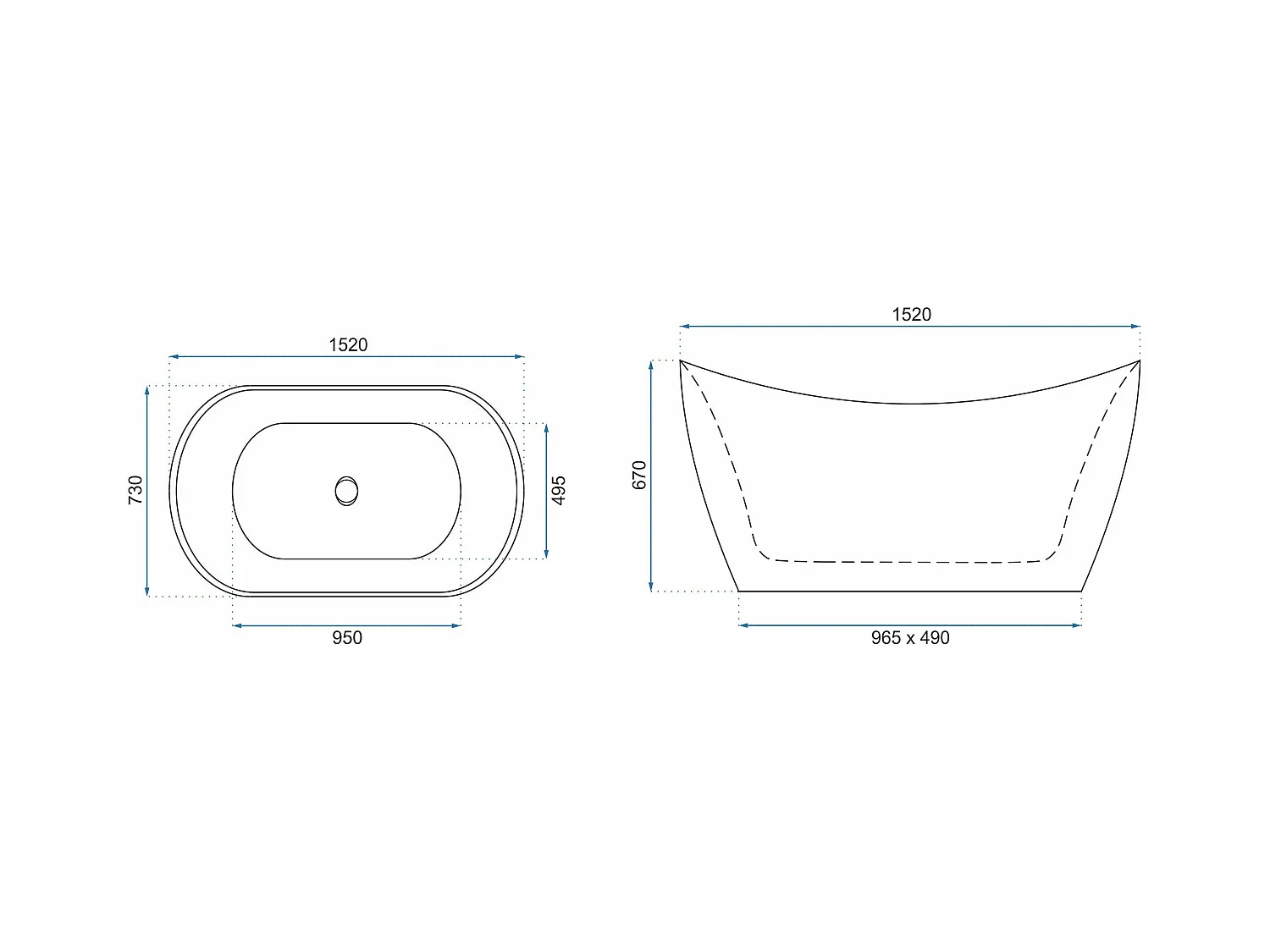 Freistehende Badewanne Rea Ferrano 150 White