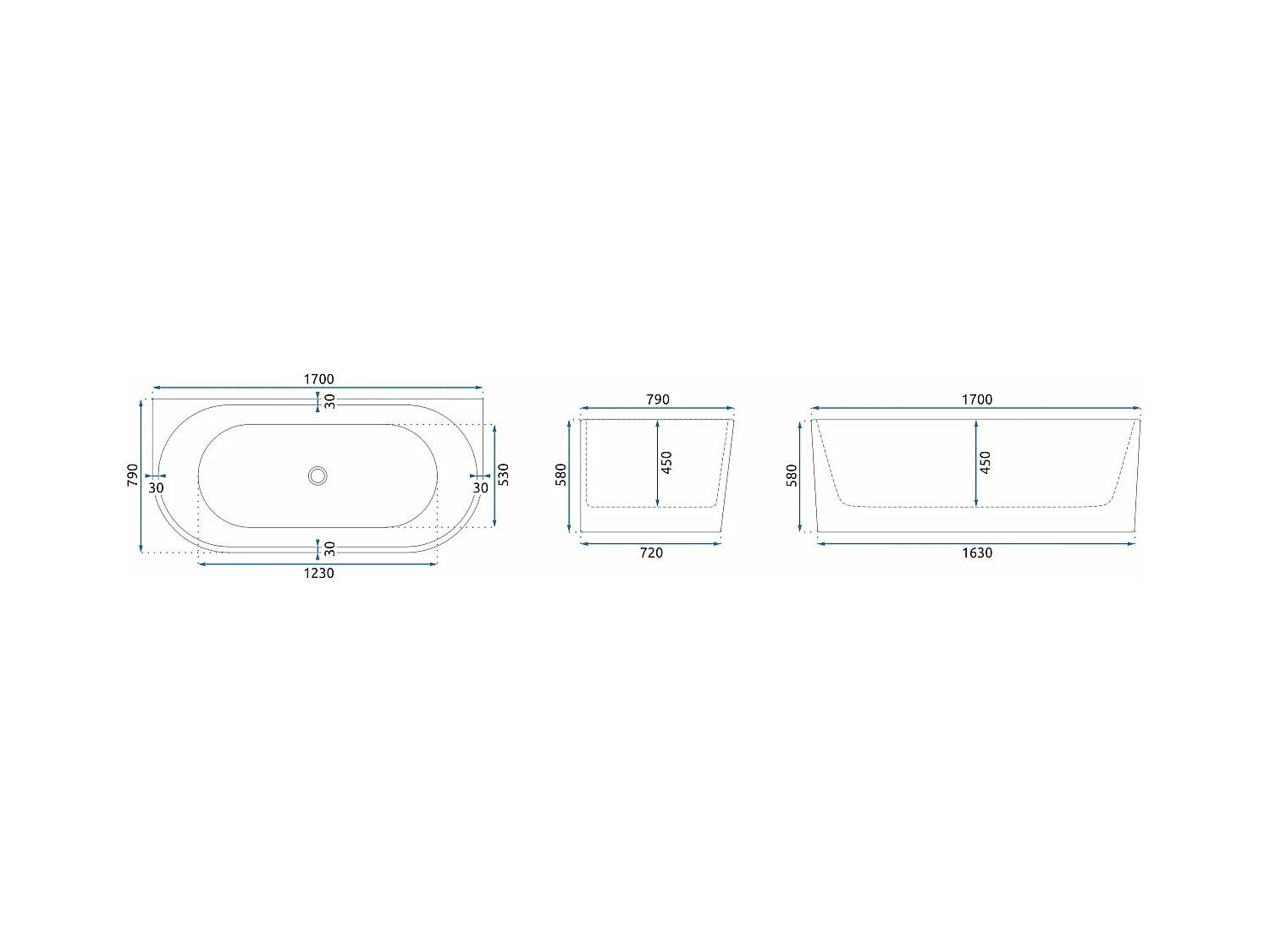 Baignoire Acrylique Murale Rea Veneta 170 White