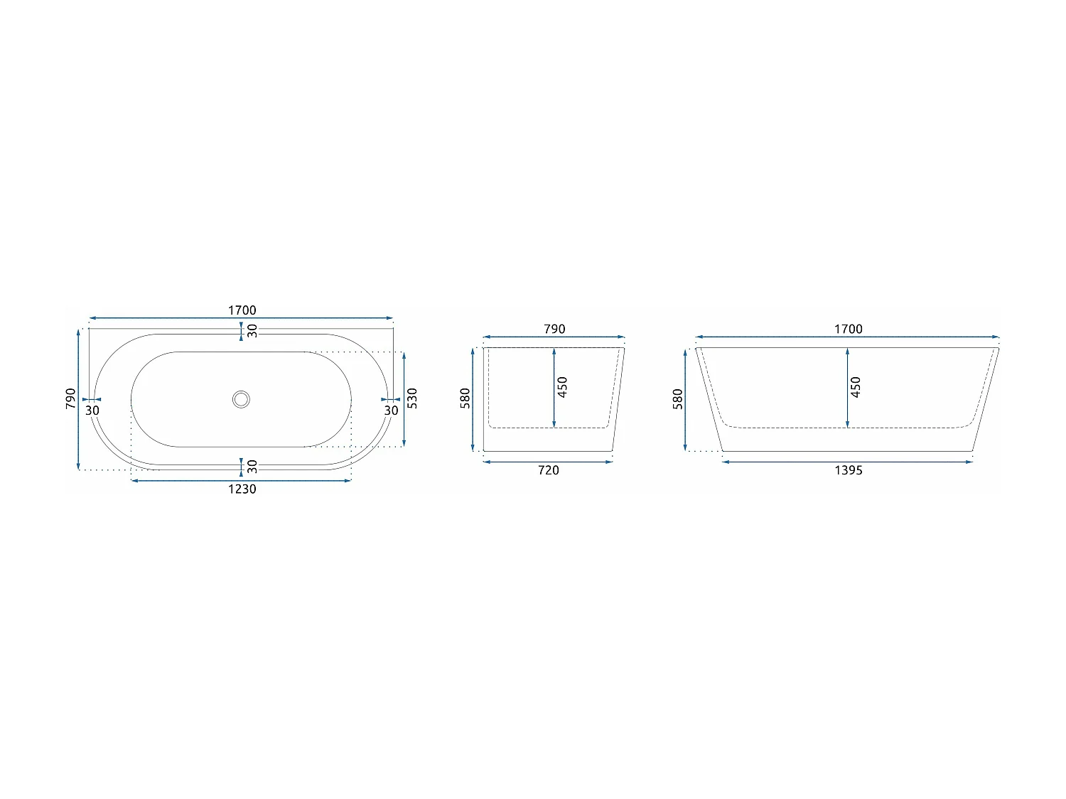 Baignoire Acrylique Murale Rea Olimpia 170 White