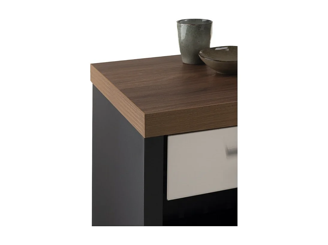 Desserte de cuisine, chariot de rangement - couleur Noir, Inox, Cerisier - 93*48*34 cm - KARA