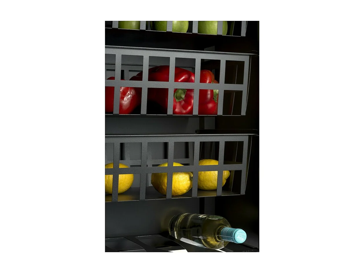 Desserte de cuisine, chariot de rangement - couleur Noir, Inox, Cerisier - 93*48*34 cm - KARA