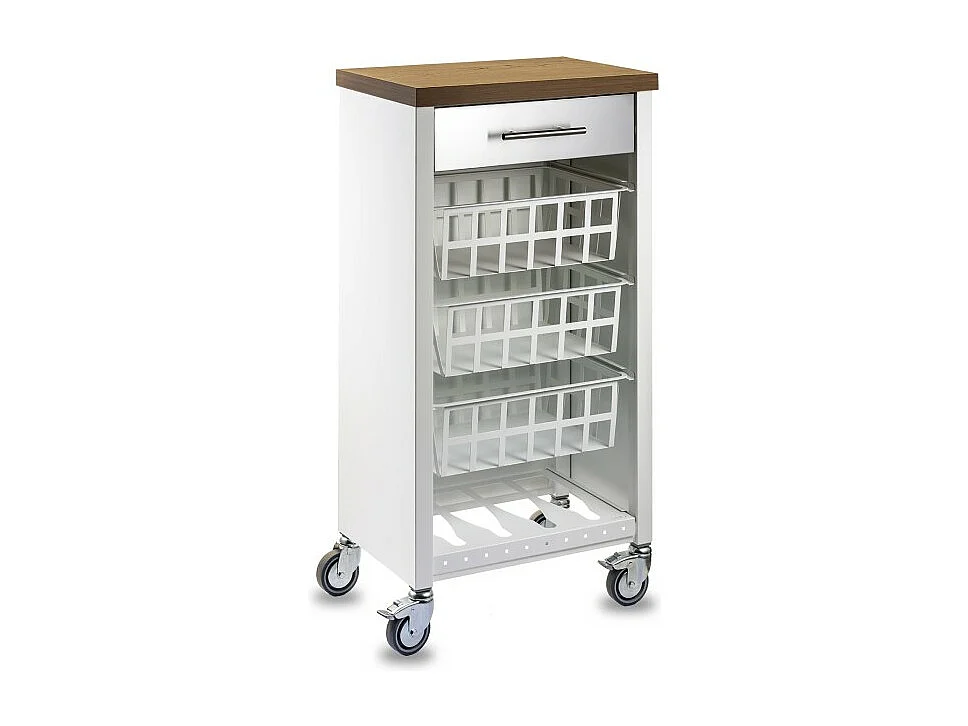 Carrito de cocina, carrito verdulero - color Blanco, Inox, Cerezo - 93*48*34 cm - KARA