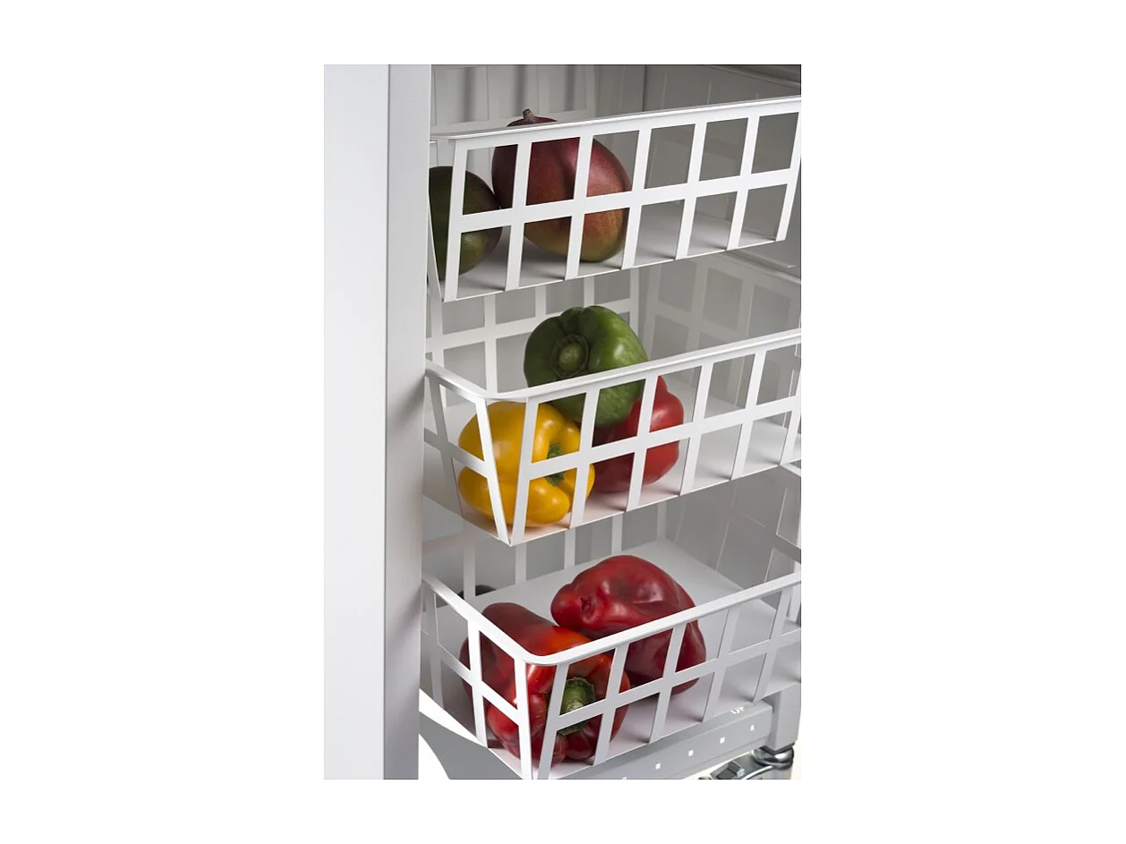 Carrito de cocina, carrito verdulero - color Blanco, Inox, Cerezo - 93*48*34 cm - KARA