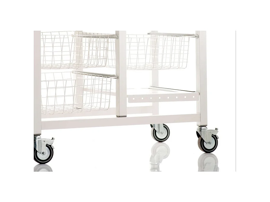 Carrello da cucina, Carrello portatutto - colore Bianco, Acciaio inox, Olmo - 91,5*71*43 cm - ONDA DOBLE