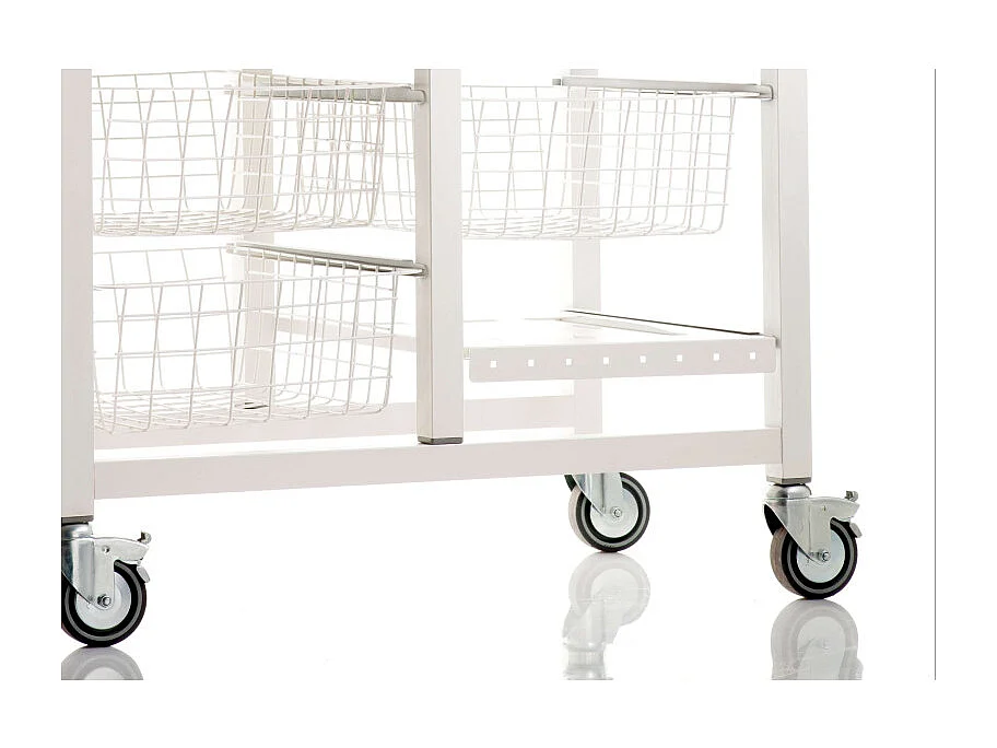 Carrello da cucina, Carrello portatutto - colore Bianco, Acciaio inox, Olmo - 91,5*71*43 cm - ONDA DOBLE