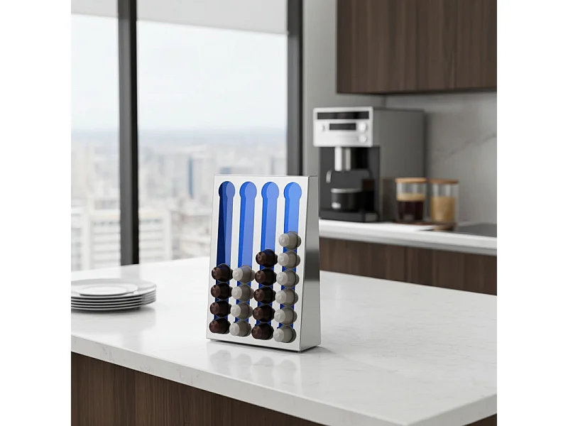 DON HIERRO - Dispensador para Cápsulas de Café compatible con las cápsulas Nespresso- Acero Inoxidable - 32 Cápsulas -KAPSULAS-