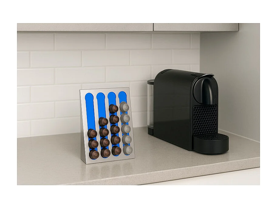 DON HIERRO - Dispensador para Cápsulas de Café compatible con las cápsulas Nespresso- Acero Inoxidable - 32 Cápsulas -KAPSULAS-