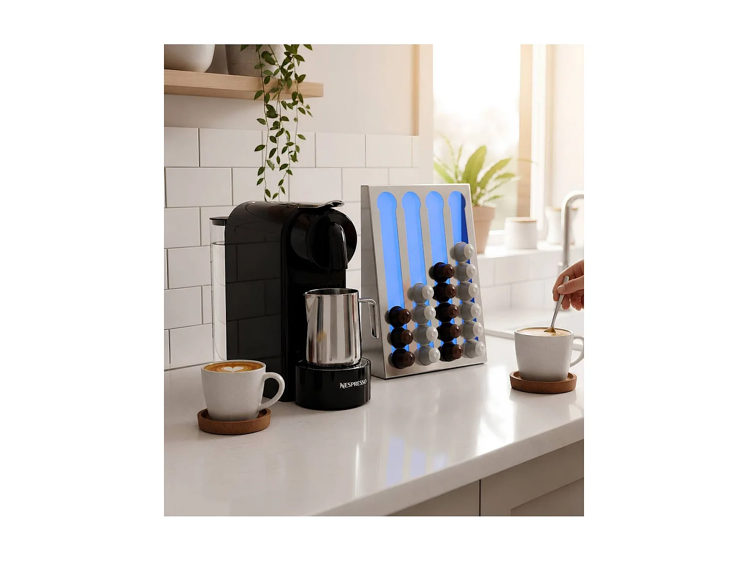DON HIERRO - Soporte de inox para cápsulas de café compatible con cápsulas Nespresso KAPSULAS-