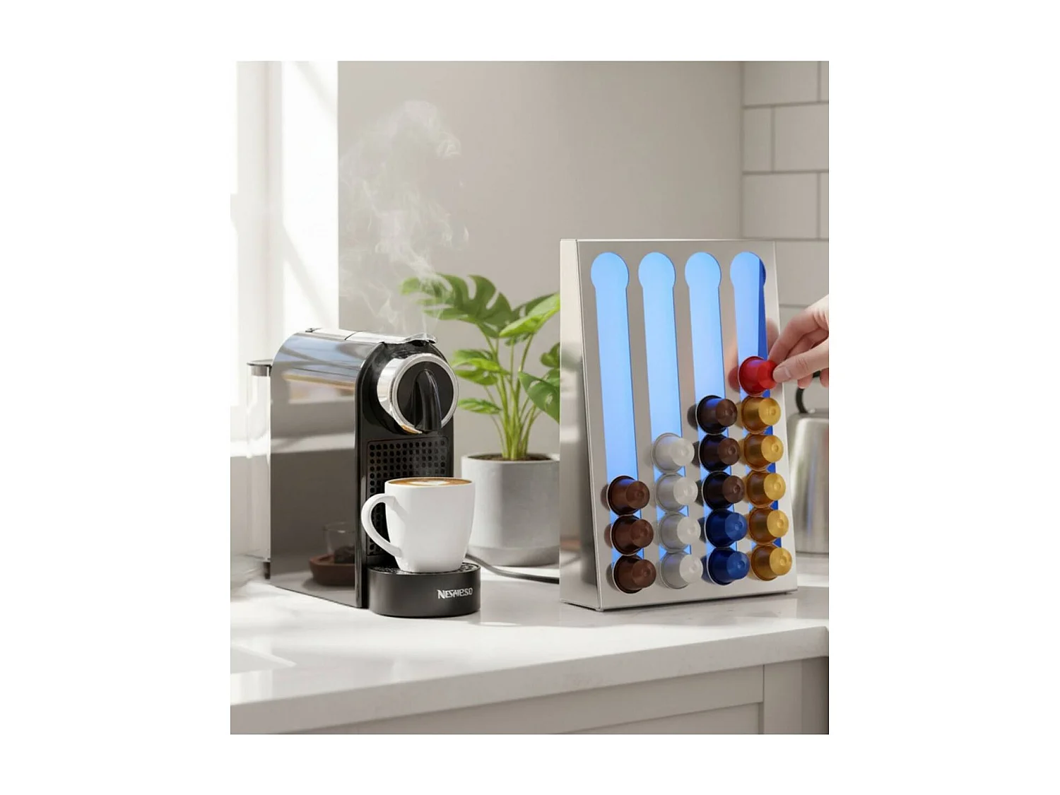 DON HIERRO - Soporte de inox para cápsulas de café compatible con cápsulas Nespresso KAPSULAS-
