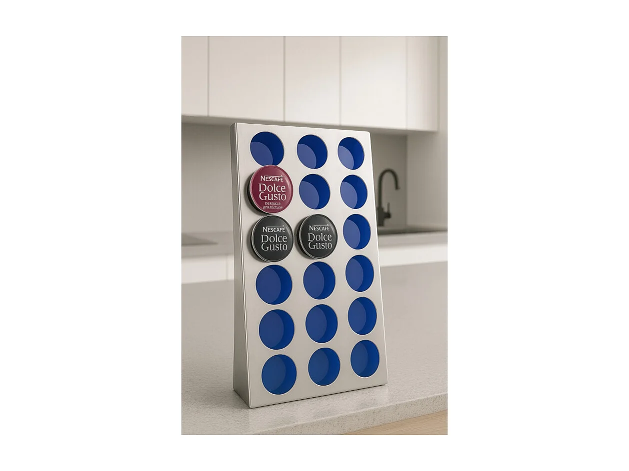 Porta capsule compatibile con Dolce Gusto – Acciaio inox e metacrilato – 18 capsule – KAPSULAS