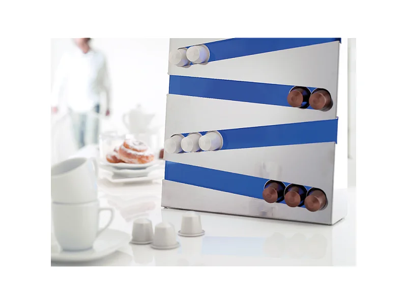 DON HIERRO - Soporte para cápsulas de café, compatible con cápsulas Nespresso – Acero inoxidable y Metacrilato – 32 cápsulas – ZIGZAG-