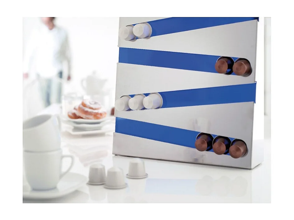 DON HIERRO - Soporte para cápsulas de café, compatible con cápsulas Nespresso – Acero inoxidable y Metacrilato – 32 cápsulas – ZIGZAG-