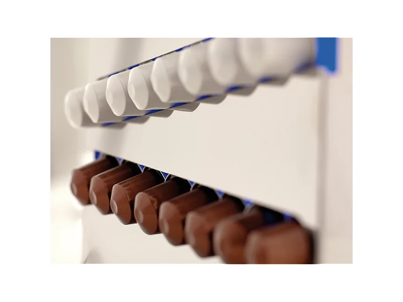 DON HIERRO - Soporte para cápsulas de café, compatible con cápsulas Nespresso – Acero inoxidable y Metacrilato – 32 cápsulas – ZIGZAG-