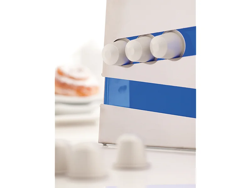 DON HIERRO - Soporte para cápsulas de café, compatible con cápsulas Nespresso – Acero inoxidable y Metacrilato – 32 cápsulas – ZIGZAG-