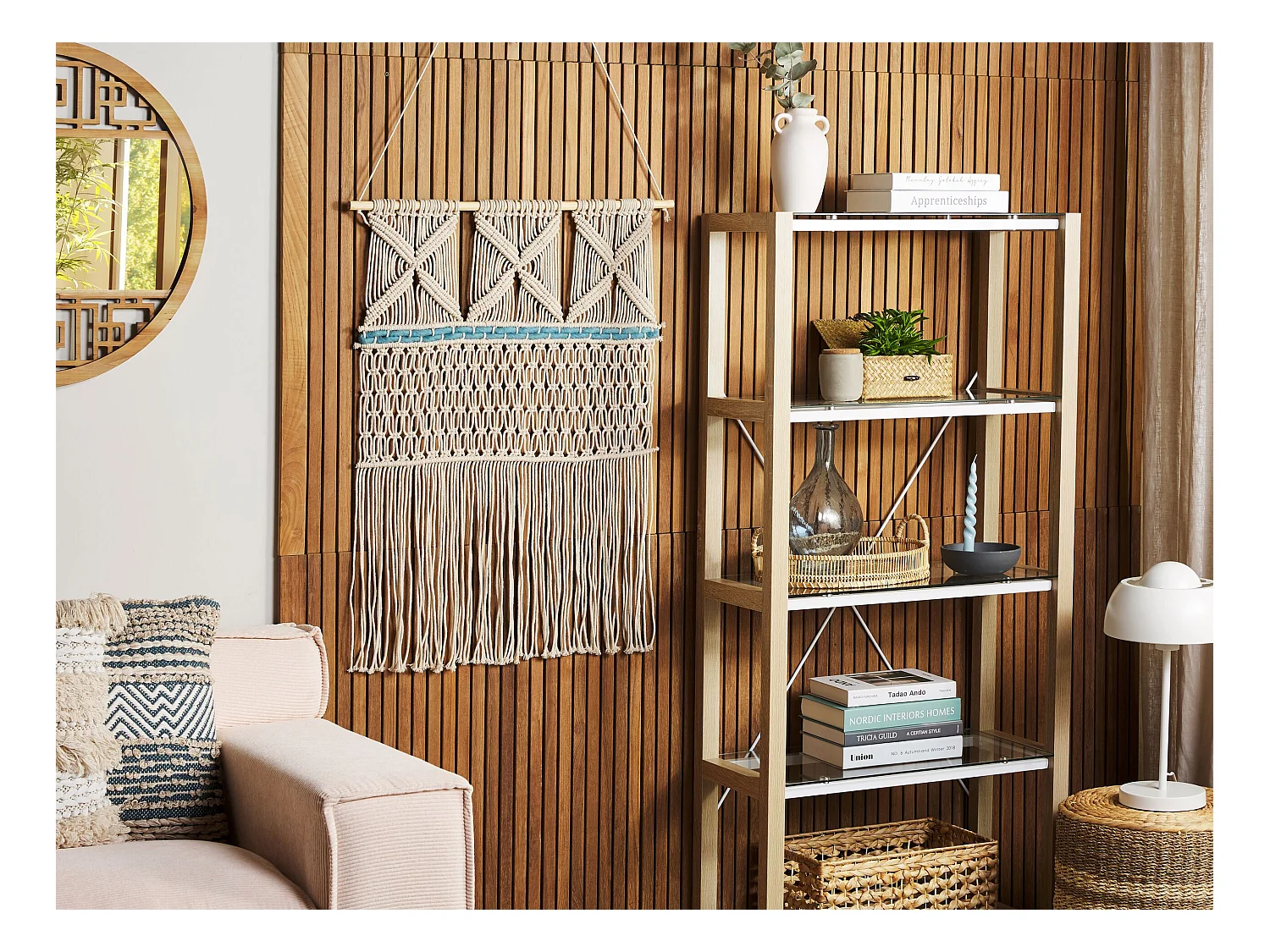 Decoración de pared de tela KALADY Algodón 141 cm Beige