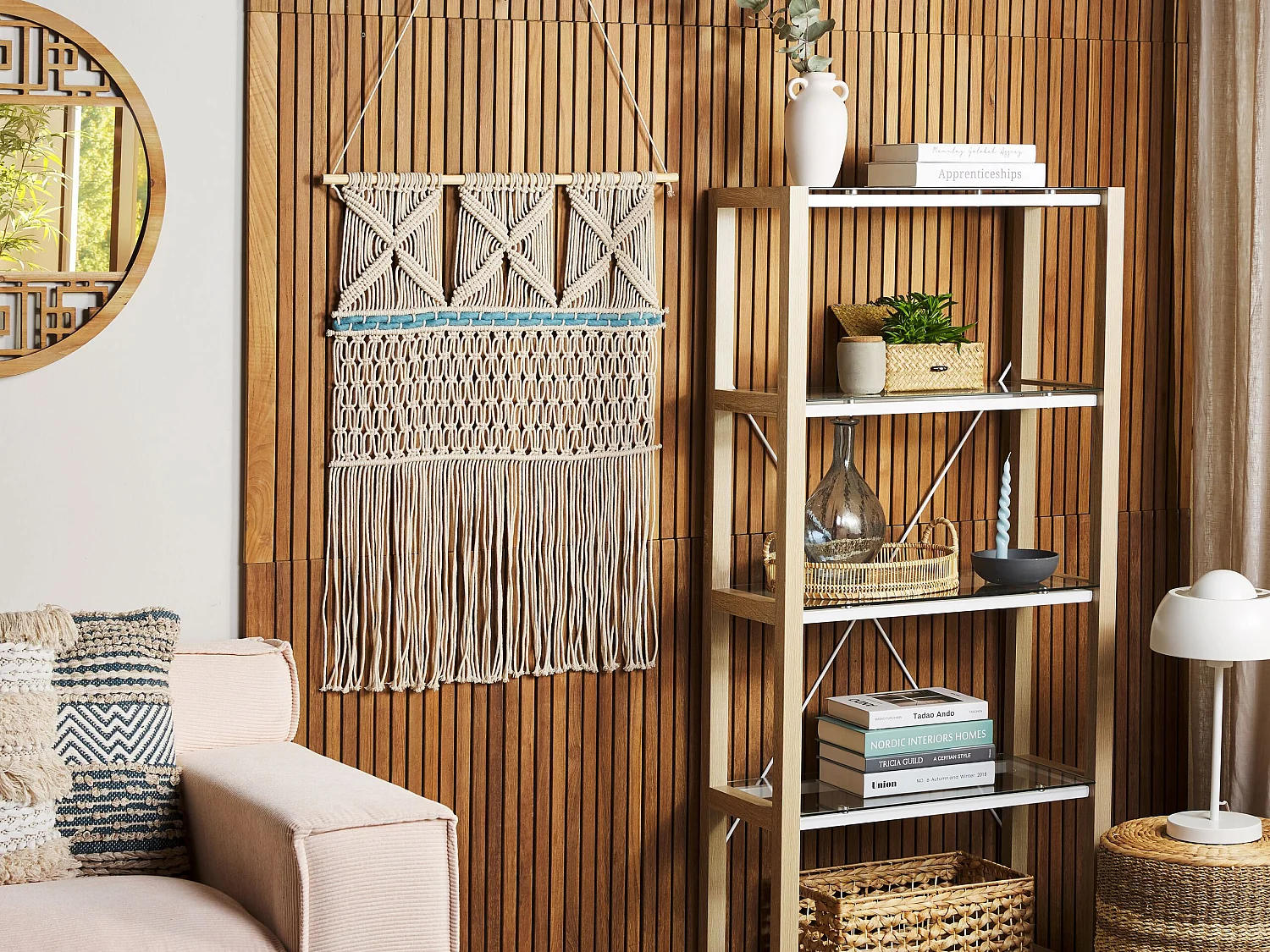 Suspension murale en tissu KALADY Coton 141 cm Beige