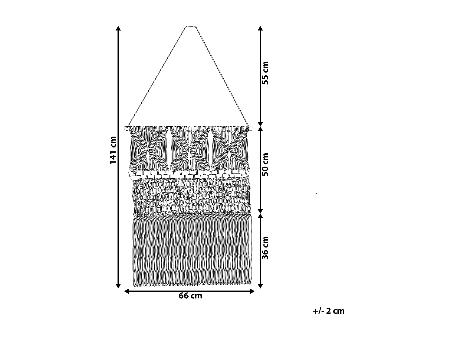 Suspension murale en tissu KALADY Coton 141 cm Beige