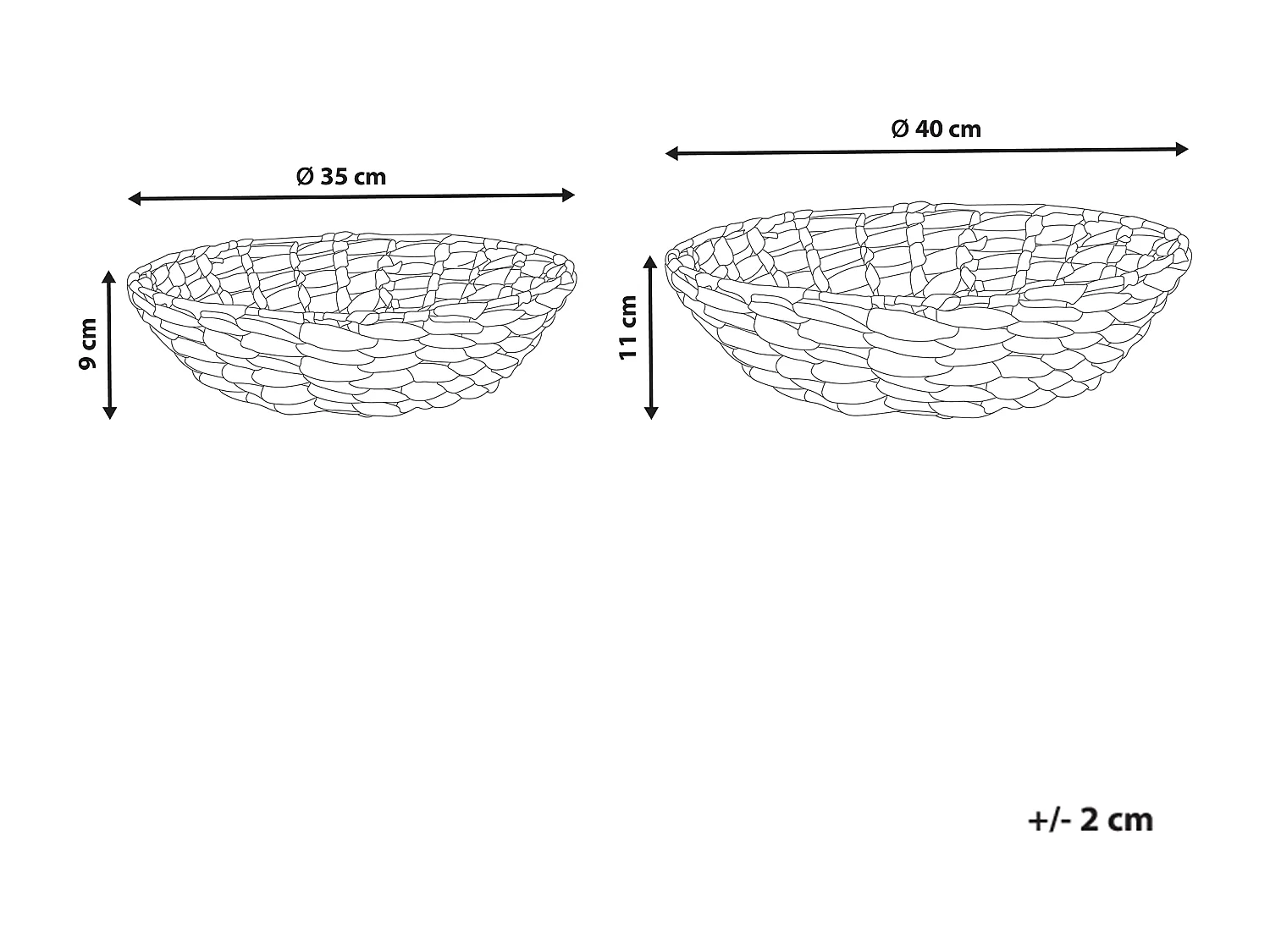 Conjunto de 2 taças decorativas DALAT Vime Natural