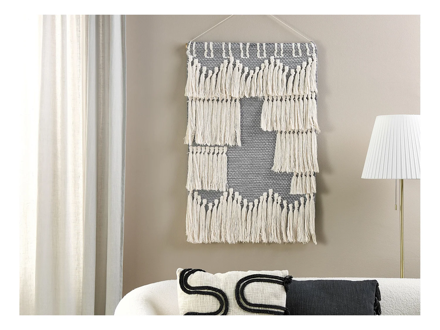 Stoffen wanddecoratie MAHRI Katoen 106 cm Grijs