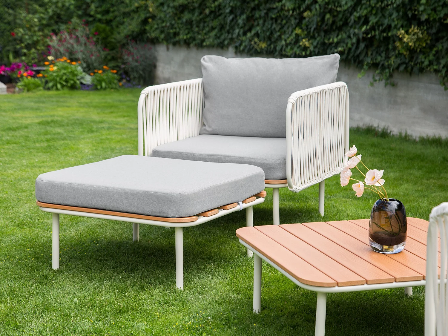 Ottoman de jardin SENISE Métal Gris