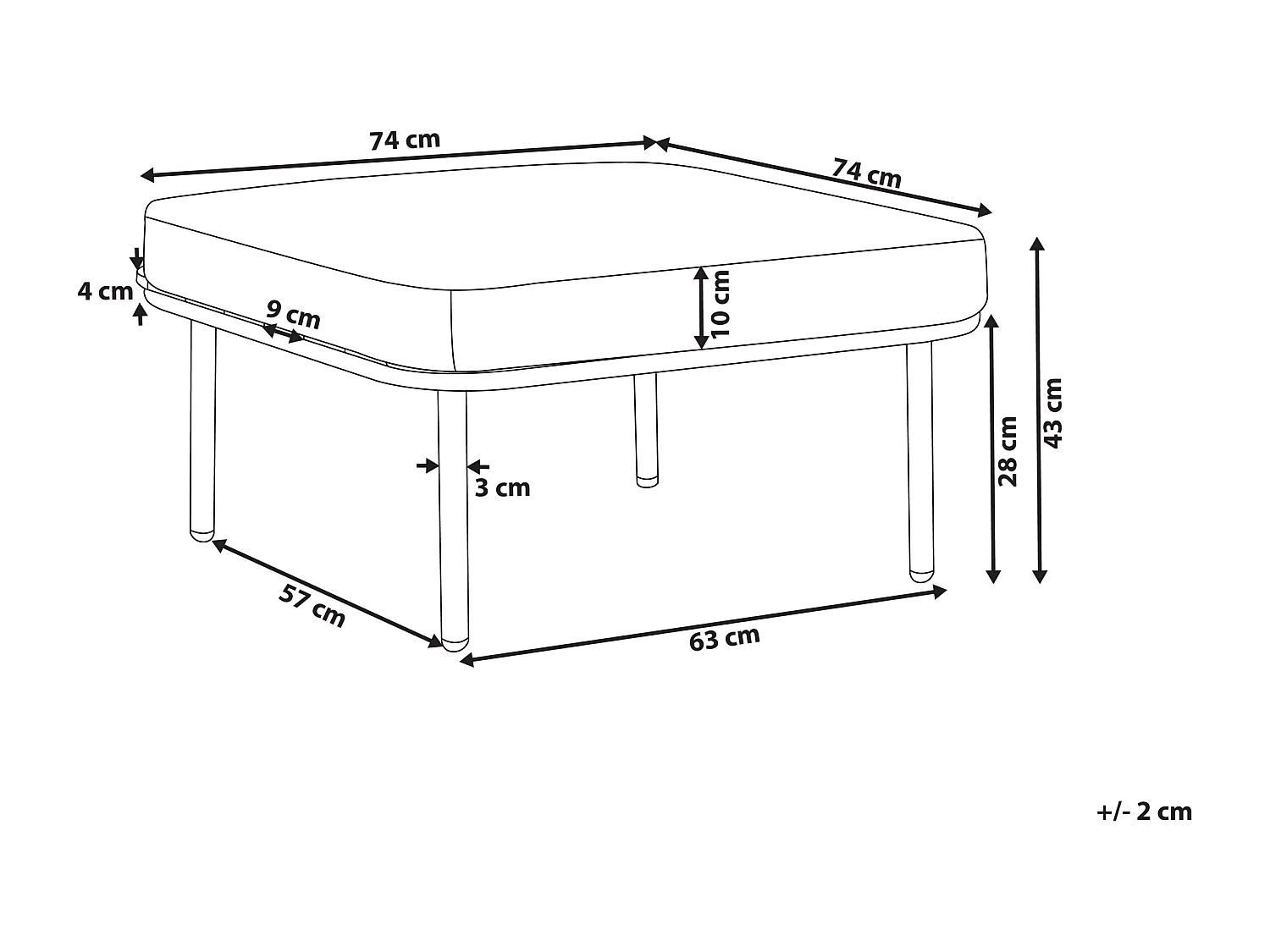 Garten Ottomane SENISE Metall Grau