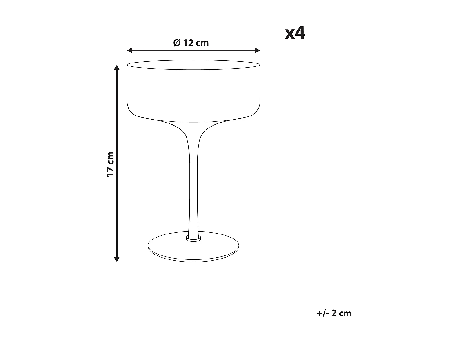 Lot de 4 coupes à champagne AMETHYST 330 ml Rose