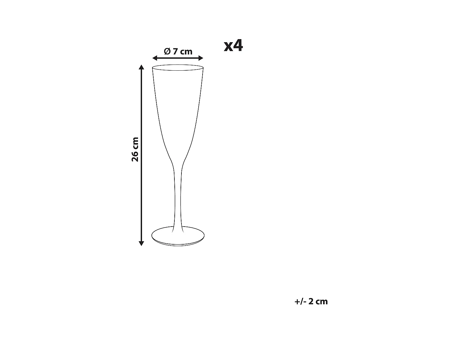 Conjunto de 4 copas de champán TOPAZ 250 ml Transparente