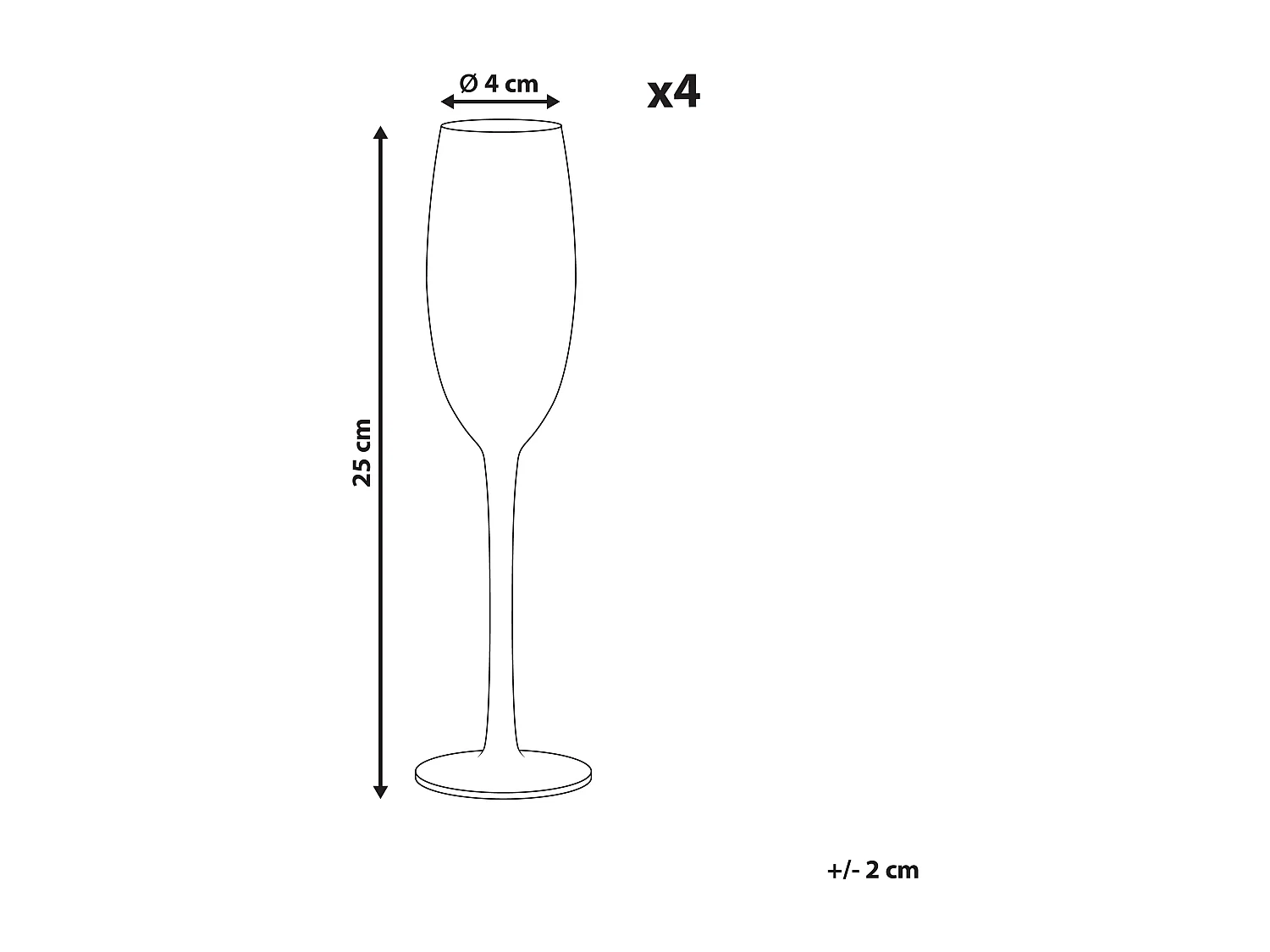 Lot de 4 flûtes à champagne DIOPSIDE 200 ml Rose