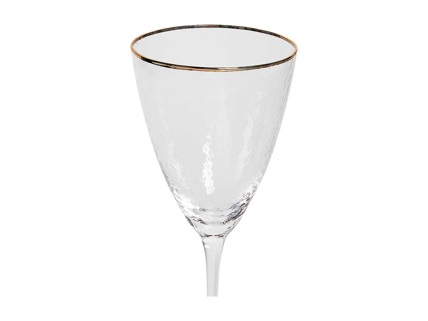 Weingläser 4er Set transparent 380 ml mit goldenem Rand gehämmertes Design Topaz