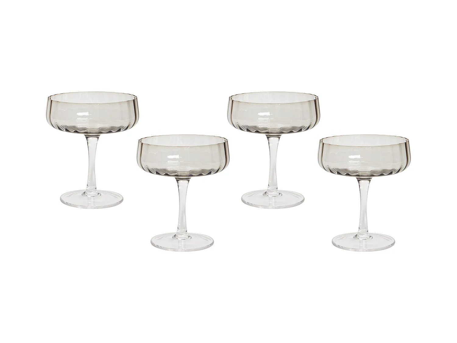 Lot de 4 coupes à champagne QUARTZ 170 ml Gris