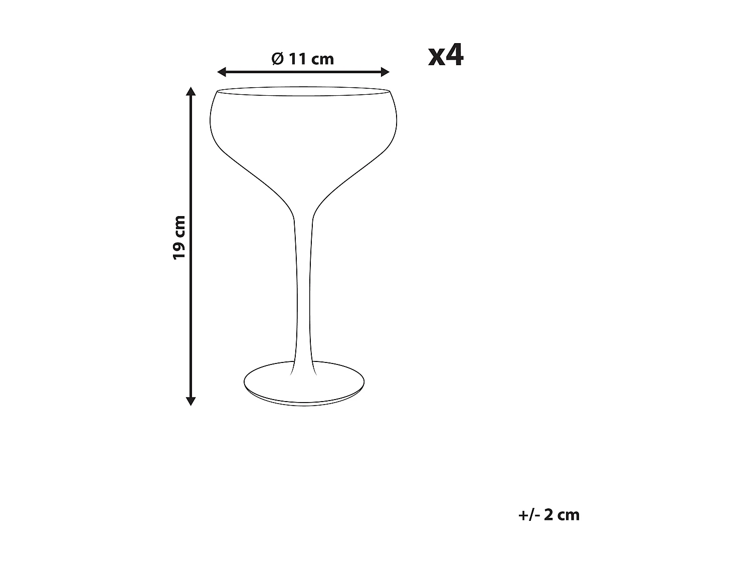 Conjunto de 4 copos de champanhe MORGANITE 300 ml Transparente