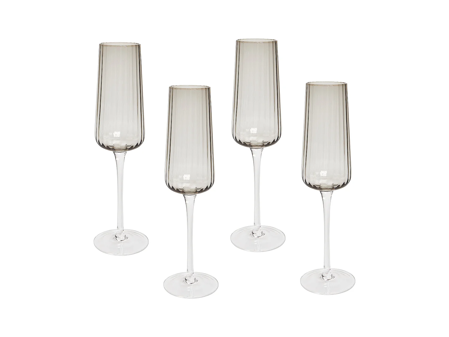 Lot de 4 flûtes à champagne QUARTZ 230 ml Gris