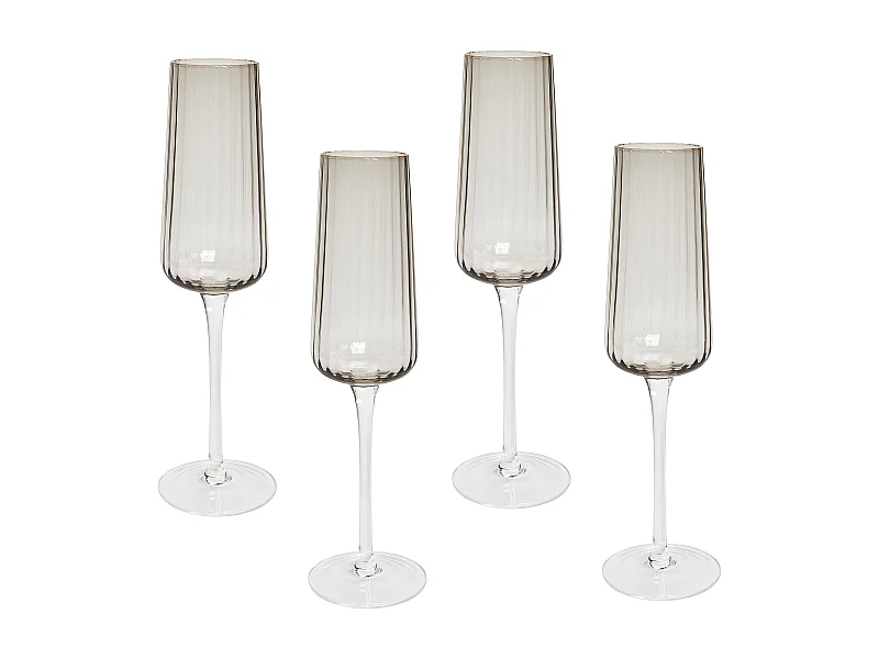 Set di 4 flûte da champagne QUARTZ 230 ml Grigio